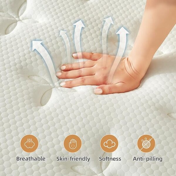 Full Size Mattresses, 10 Inch Mattress Full with Pocket Spring and Memory Foam for Pressure Relief, Motion Isolation, Edge Support, Medium Firm Mattress in a Box, CertiPUR-US, White - Image 3