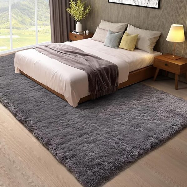 Ophanie 8x10 Area Rugs for Living Room, Large Shag Bedroom Carpet, Grey Big Indoor Thick Soft Nursery Rug, Gray Fluffy Carpets for Boy and Girls Room Dorm Home Decor Aesthetic - Image 3