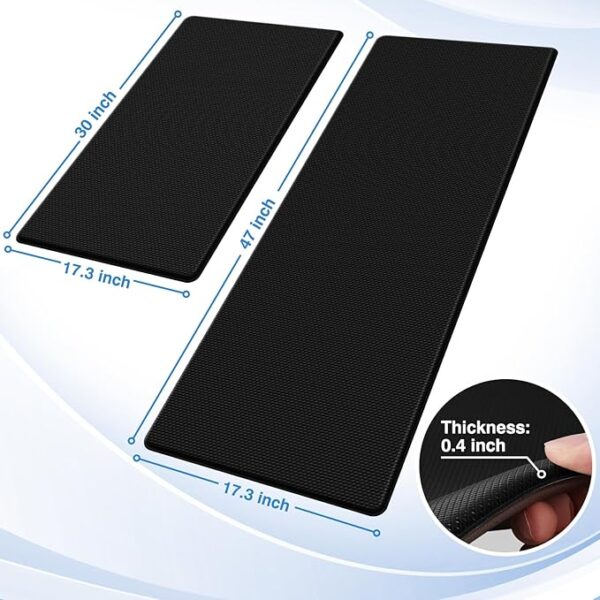 StepRite Kitchen Mats, 2PCS Kitchen Rugs, Cushioned Anti Fatigue Kitchen Mats for Floor, Non-Slip Standing Desk Mat, Waterproof Kitchen Rug Set for Kitchen, Floor, Office, 17.3"x30"+17.3"x47", Black - Image 5