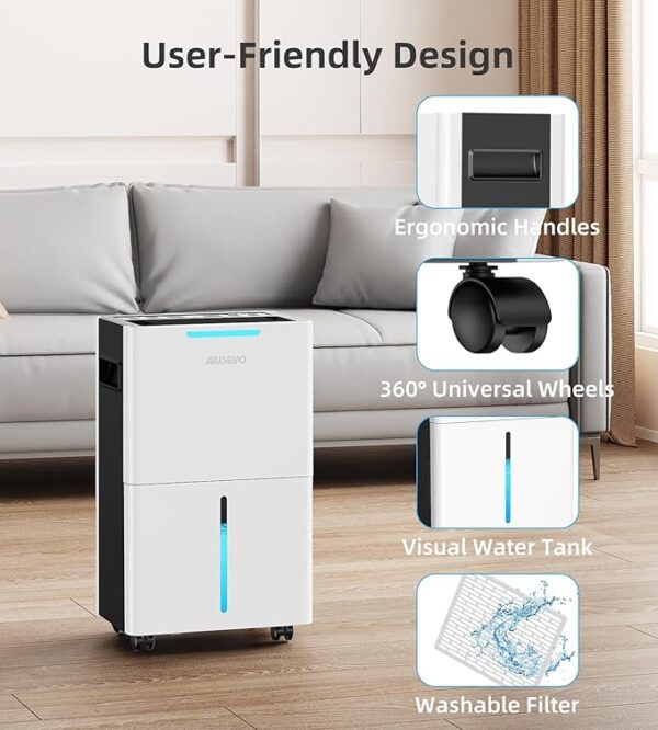 1500 Sq. ft Dehumidifier for Basement and Large Room, 21 Pints Dehumidifiers for Home with Drain Hose, Intelligent Humidity Control, 3 Modes, 24H Timer, Ideal for RV, Bathroom, Bedroom - Image 2