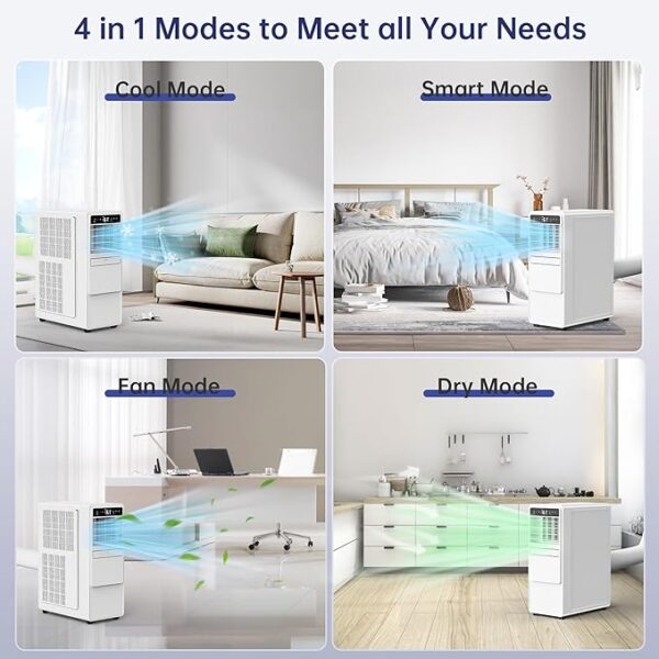 Portable Air Conditioners 12000 BTU with Remote Control, 3-in-1 Free Standing Cooling AC Unit with Fan & Dehumidifier, Cools Room up to 500 sq.ft, Smart/Sleep Mode,3 Speed,Auto Swing,24H Timer - Image 6