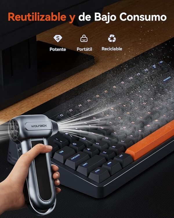 WOLFBOX MF100 Electric Air Duster-150000RPM Super Power Cordless Air Duster, Rechargeable Brushless Motor Durable Blower, 3-Gear Adjustable Dust Blower for Computer, Keyboard, Outdoor, House and Car - Image 2