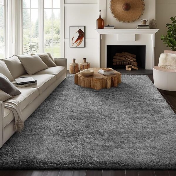 Ophanie 8x10 Area Rugs for Living Room, Large Shag Bedroom Carpet, Grey Big Indoor Thick Soft Nursery Rug, Gray Fluffy Carpets for Boy and Girls Room Dorm Home Decor Aesthetic - Image 5
