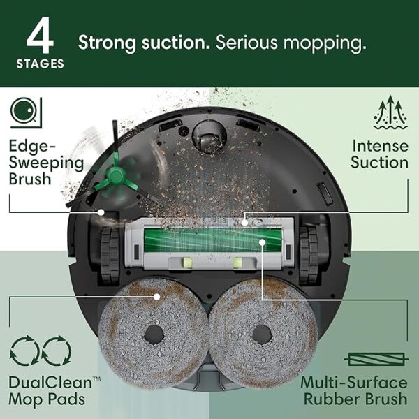 iRobot Roomba Plus 405 (G181) Combo Robot Vacuum & Mop with AutoWash Dock - Amazon Exclusive, Dual Spinning Mop Pads, Self-Empties for 75 Days, Intense Suction, Pad Washing & Drying, Pad-Lift, LiDAR - Image 6