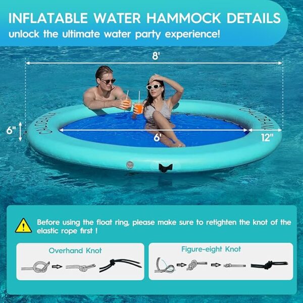 Round Floating Ring Inflatable Water Hammock Heavy Duty River Floats Lake Raft for Adults Tanning Pool Lounger Float Island Platform Pad Mat for Party - Image 3