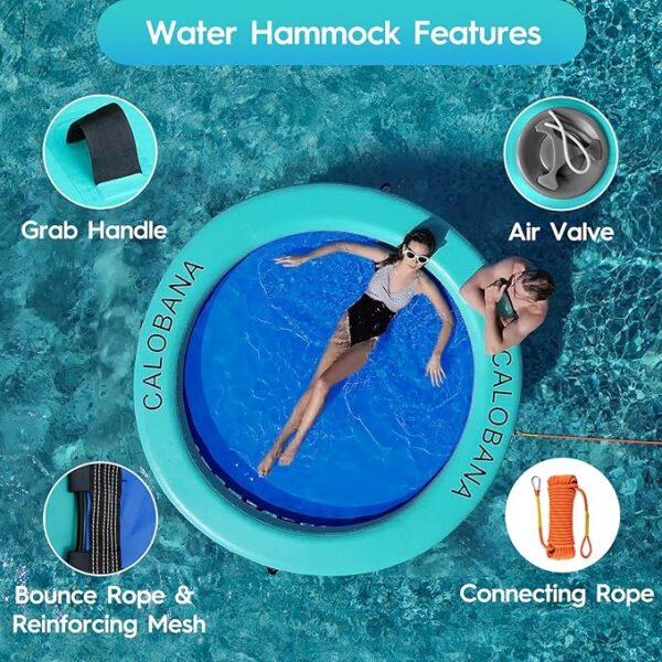 Round Floating Ring Inflatable Water Hammock Heavy Duty River Floats Lake Raft for Adults Tanning Pool Lounger Float Island Platform Pad Mat for Party - Image 2
