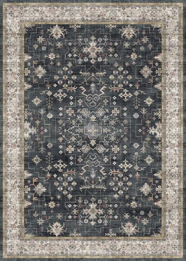 Boho Black Rug for Living Room - Washable 10x14 Area Rug, Dining Room Rugs for Under Table, Soft Low Pile Carpet for Large Bedroom - Farmhouse Decor, Non-Slip & Stain Resistance (10x14 Black/Multi) - Image 3