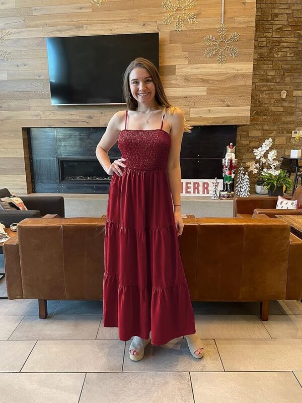 PRETTYGARDEN Women's Summer Maxi Dress 2025 Casual Boho Sleeveless Spaghetti Strap Smocked Tiered Long Beach Sundresses - Image 4