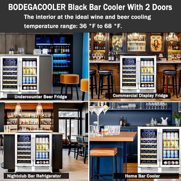 BODEGACOOLER Back Bar Cooler With 2 Glass Doors,30 Inch Wine and Beverage Refrigerator with Digital Touch,Counter Height Commercial Beverage Refrigerator, Beverage Cooler Holds 31 Bottles and 92 Cans. - Image 4