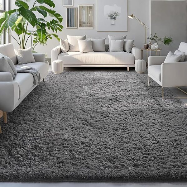 Ophanie 8x10 Area Rugs for Living Room, Large Shag Bedroom Carpet, Grey Big Indoor Thick Soft Nursery Rug, Gray Fluffy Carpets for Boy and Girls Room Dorm Home Decor Aesthetic