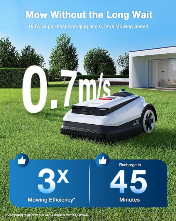 ECOVACS Goat A3000 LiDAR Robot Lawn Mower, Dual-LiDAR Navigation,Suitable for 3/4 Acre, 13” Cutting Width, 45min Fast Charging, Precise Edge Mowing, Smart Lawn Mower for Large Garden - Image 2