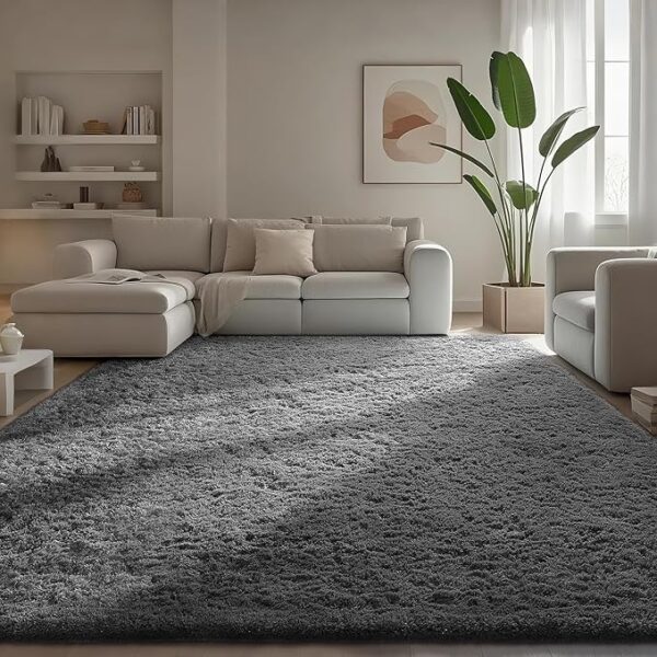 Ophanie 8x10 Area Rugs for Living Room, Large Shag Bedroom Carpet, Grey Big Indoor Thick Soft Nursery Rug, Gray Fluffy Carpets for Boy and Girls Room Dorm Home Decor Aesthetic