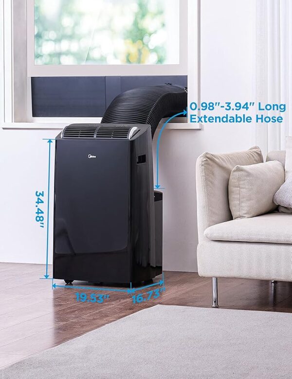 Midea Duo 14,000 BTU (12,000 BTU SACC) High Efficiency Inverter, Ultra Quiet Portable Air Conditioner, Cools up to 550 Sq. Ft., Works with Alexa/Google Assistant, Includes Remote Control & Window Kit - Image 5