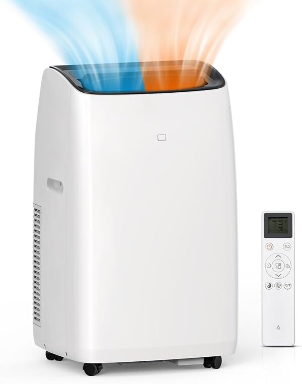 Portable Air Conditioners, 14000 BTU Air Conditioner for Rooms Up to 750 Sq.Ft, AC Unit with Heat, Sleep Mode, Dehumidifier, Fan, Remote Control, 24H Timer, Easy Setup for Bedrooms, Black Top