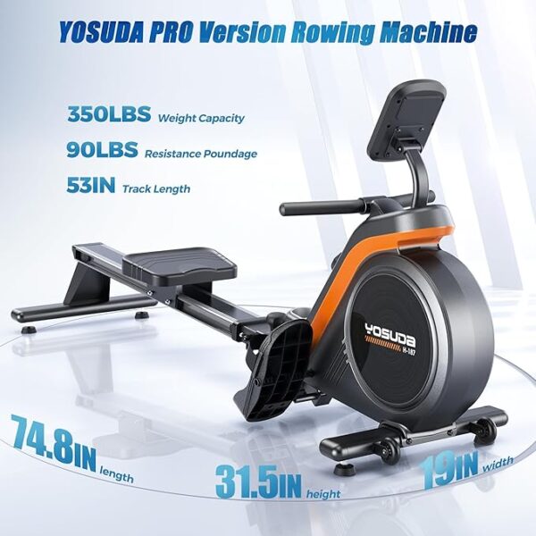 YOSUDA Magnetic/Water Rowing Machine 350 LB Weight Capacity - Rower Machine for Home Use with Bluetooth, App Supported, Tablet Holder and Comfortable Seat Cushion - Image 2