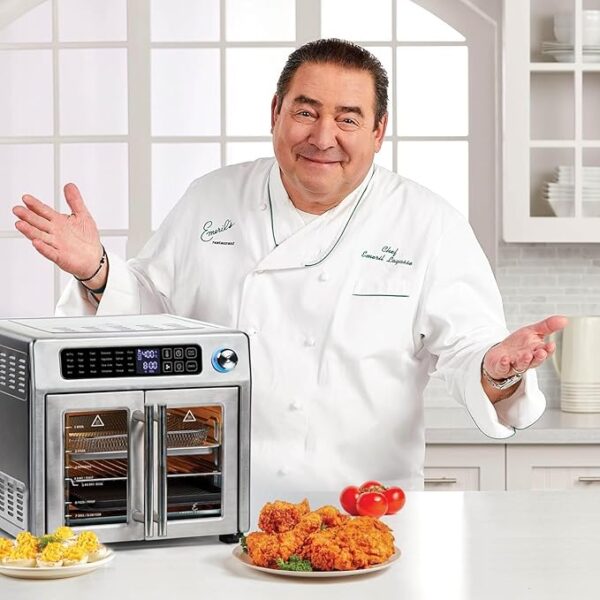 Emeril Lagasse Extra Large French Door Air Fryer Toaster Oven Combo, 24 Cooking Functions and Digital Controls, 7 Accessories Included, Stainless Steel Finish, 26QT Capacity - Image 6