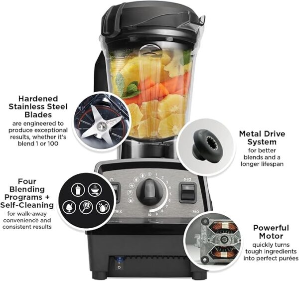 Vitamix Propel Series 750 Blender, Professional Grade Blender, 4 Presets + Self-Cleaning, Smoothie, Frozen Dessert, Soups and Dips, 64-oz Pitcher, Black - Image 6