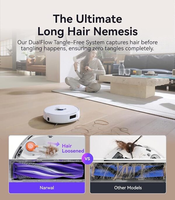 NARWAL Freo Pro Robot Vacuum and Mop Combo, Tangle Free Robot Mop, 8500Pa Powerful Suction, Self-Emptying, Auto Mop Washing, Auto Drying, Obstacle Avoidance, Ideal for Pet Hair and Hard Floor - Image 5