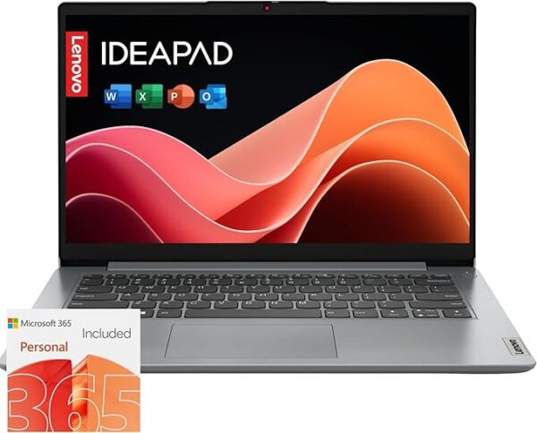 Lenovo IdeaPad 1i Laptop with Microsoft 365 Home and Business • 20GB RAM • 1TB Cloud Storage and 256GB SSD • Intel Core • 14 Anti-Glare Screen • WiFi-6 • 11HR Battery • Windows 11 • w/o Earbuds