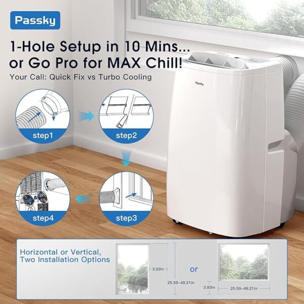 14000 BTU Smart Portable Air Conditioner with Dual Hose - Cools up to 700 Sq.Ft, 3-in-1 AC Unit with App/Remote Control, Ultra Quiet 49dB, Window Kit & Wheels (10200 SACC) - Image 4