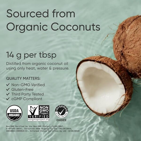 Sports Research Organic MCT Oil - Keto & Vegan MCTs C8, C10, C12 from Coconuts - Fatty Acid Brain & Body Fuel, Non-GMO & Gluten Free - Flavorless Oil, Perfect in Coffee, Tea & Protein Shakes - 32 oz - Image 3