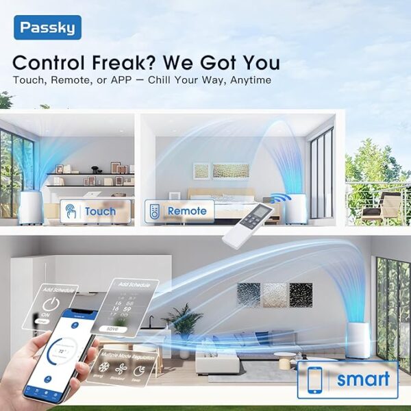 14000 BTU Smart Portable Air Conditioner with Dual Hose - Cools up to 700 Sq.Ft, 3-in-1 AC Unit with App/Remote Control, Ultra Quiet 49dB, Window Kit & Wheels (10200 SACC) - Image 3