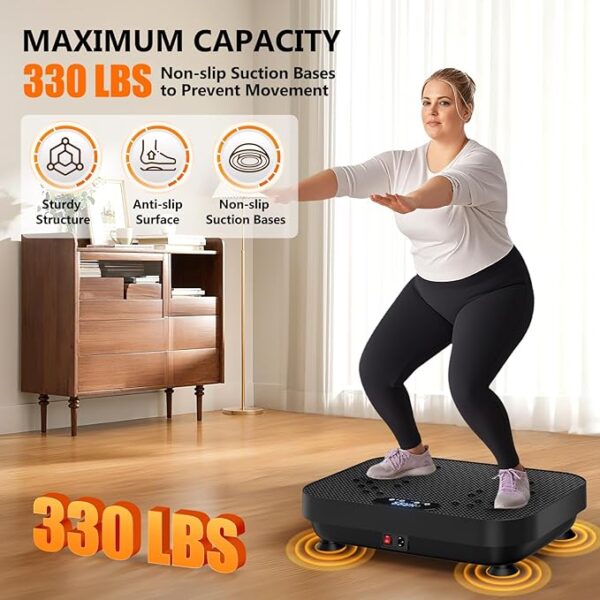 Vibration Plate Exercise Machine, 2025 Upgraded Fitness Vibrating Lymphatic Drainage Full Body Workout Shaker for Weight Loss, Featuring a 330 Lbs Capacity Vibrate Fitness Platform with 8 Modes - Image 3