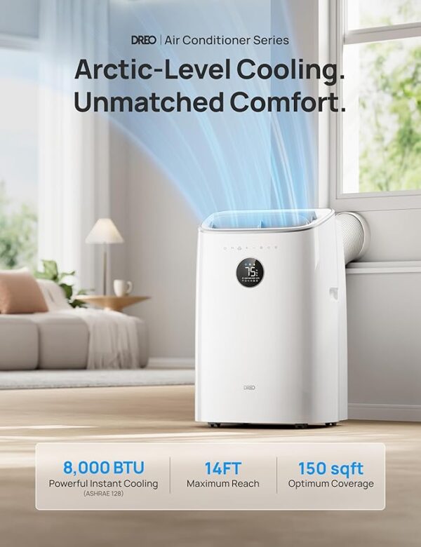Dreo Portable Air Conditioners, 8000 BTU ASHRAE (5000 BTU DOE) Smart AC Unit for Bedroom with Drainage-free Cooling, 45dB Quiet, APP/Voice/Remote, Portable AC for Room Indoors, AC318S - Image 5