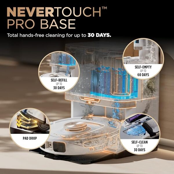 Shark Robot Vacuum & Mop Combo, PowerDetect NeverTouch Pro, Self-Emptying, Self-Refill with Self-Clean Pad Wash & Dry, 60-Day Debris Capacity, 30-Day Refill Tank, 5 PowerDetect Technologies, AV2800ZE - Image 6