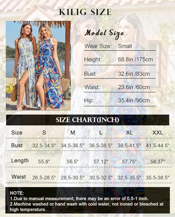 KILIG Women's Summer Maxi Dress 2025 Casual Sleeveless Split Floral Sundress Beach Vacation Flowy Long Dresses - Image 2