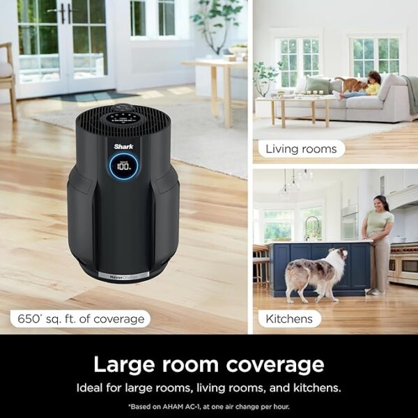 Shark Air Purifiers for Home Large Room with NeverChange Air Filter, 5 Year HEPA Filter, Covers 650 Sq. ft, Odor Neutralizer and Clean Sense Technology, Removes 99.98% of Dust & Allergens, HP152 - Image 3
