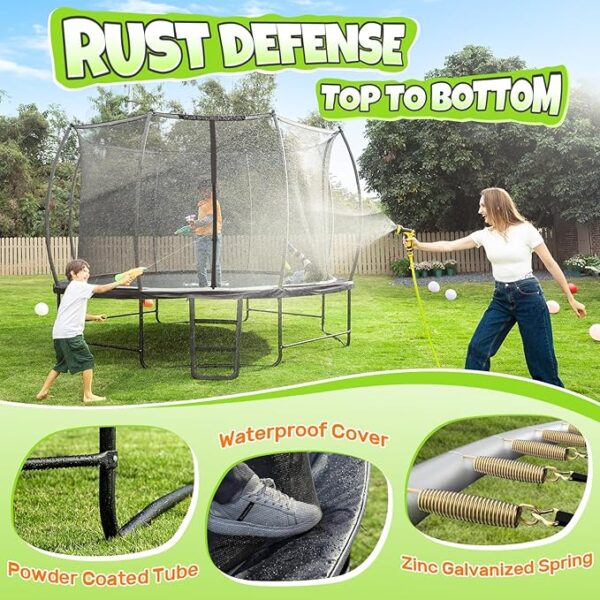 BCAN 8FT 10FT 12FT 14FT 15FT 16FT Recreational Trampoline with Enclosure for Kids Adults, ASTM Approved, Outdoor Trampolines with Ladder for Kids - Image 4