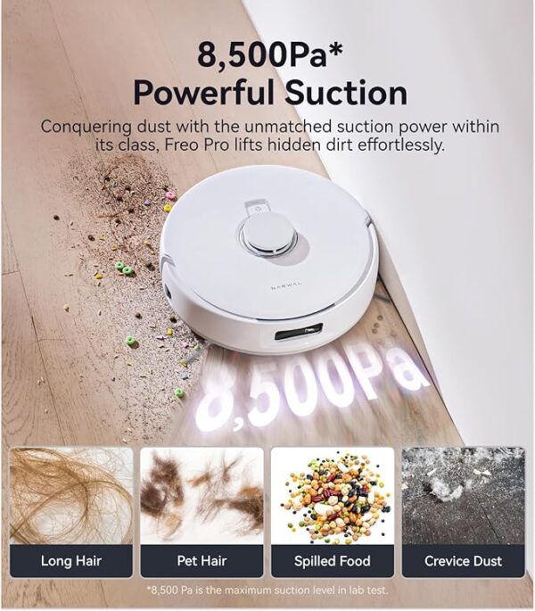 NARWAL Freo Pro Robot Vacuum and Mop Combo, Tangle Free Robot Mop, 8500Pa Powerful Suction, Self-Emptying, Auto Mop Washing, Auto Drying, Obstacle Avoidance, Ideal for Pet Hair and Hard Floor - Image 3