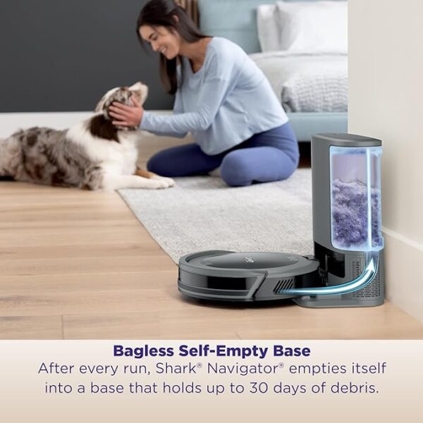 Shark Navigator Robot Vacuum and Self-Empty Base with Bagless 60-Day Capacity Self-Empty Base, SmartPath Navigation, Powerful Pet Hair Pickup, Anti-Hair Wrap, For Carpets & Hard Floors, Grey, RV2120AE - Image 5
