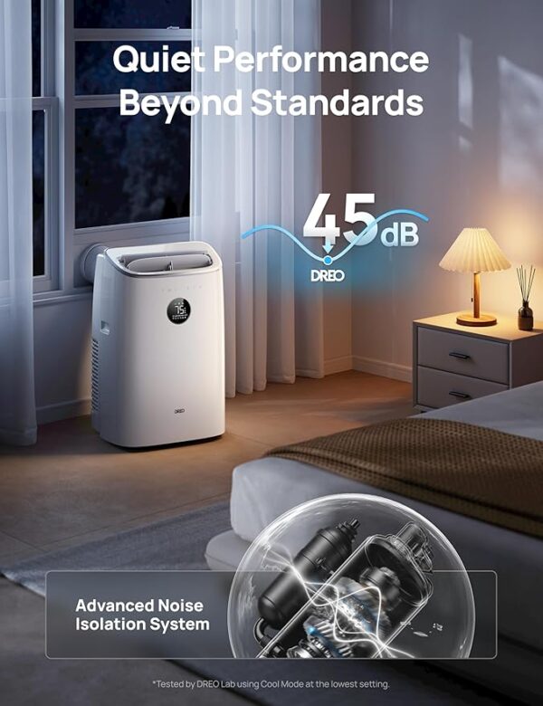 Dreo Portable Air Conditioners, 8000 BTU ASHRAE (5000 BTU DOE) Smart AC Unit for Bedroom with Drainage-free Cooling, 45dB Quiet, APP/Voice/Remote, Portable AC for Room Indoors, AC318S - Image 3