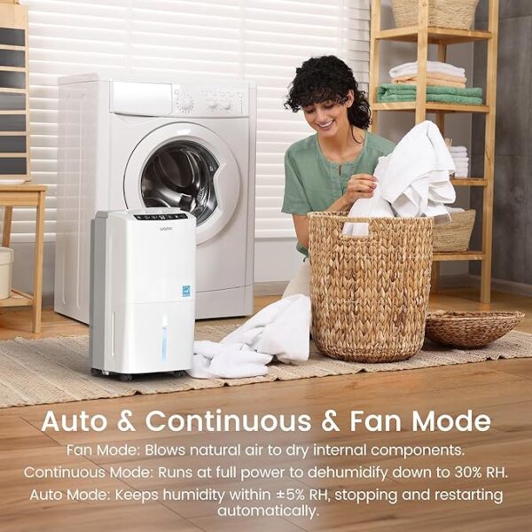 Waykar 2000 Sq. Ft Most Efficient Energy Star 2025 Dehumidifier for Home and Basement with Auto or Manual Drainage, Quiet 33dB Operation, 0.6 Gallon Water Tank Capacity - Image 4
