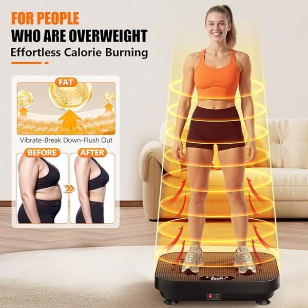 Vibration Plate Exercise Machine, 2025 Upgraded Fitness Vibrating Lymphatic Drainage Full Body Workout Shaker for Weight Loss, Featuring a 330 Lbs Capacity Vibrate Fitness Platform with 8 Modes - Image 5