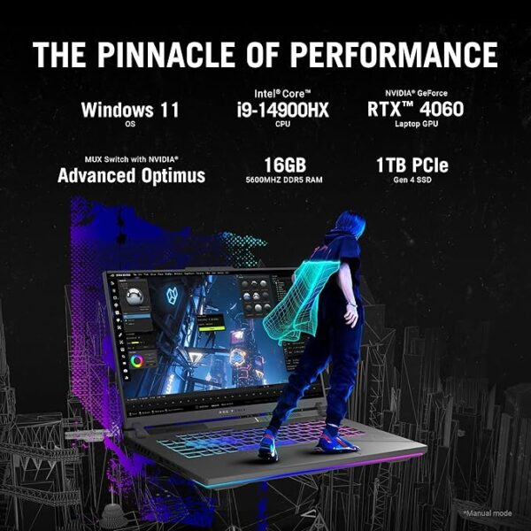ASUS ROG Strix G16 Gaming Laptop, 16” Nebula Display 16:10 QHD 240Hz, GeForce RTX 4060, Intel® Core™ i9-14900HX, 16GB DDR5-5600, 1TB PCIe SSD, Wi-Fi 6E, Windows 11, G614JVR-ES94 - Image 2