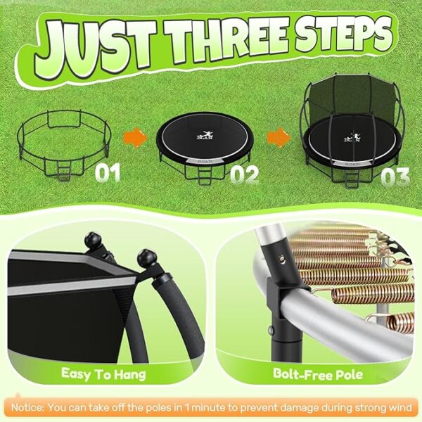 BCAN 8FT 10FT 12FT 14FT 15FT 16FT Recreational Trampoline with Enclosure for Kids Adults, ASTM Approved, Outdoor Trampolines with Ladder for Kids - Image 2