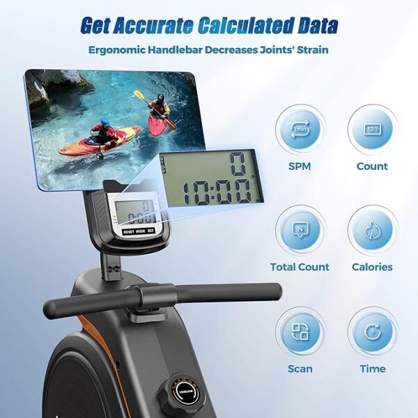 YOSUDA Magnetic/Water Rowing Machine 350 LB Weight Capacity - Rower Machine for Home Use with Bluetooth, App Supported, Tablet Holder and Comfortable Seat Cushion - Image 3