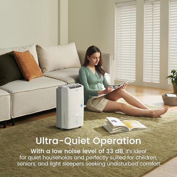 Waykar 2000 Sq. Ft Most Efficient Energy Star 2025 Dehumidifier for Home and Basement with Auto or Manual Drainage, Quiet 33dB Operation, 0.6 Gallon Water Tank Capacity - Image 2