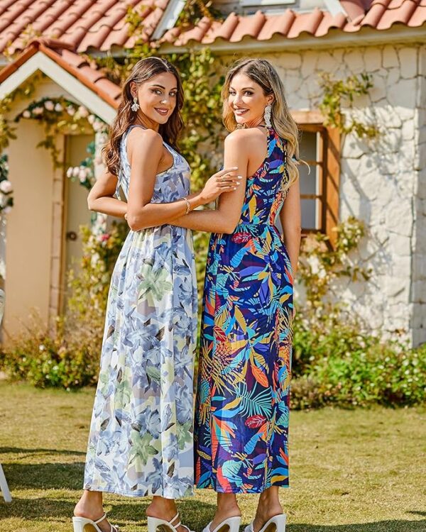 KILIG Women's Summer Maxi Dress 2025 Casual Sleeveless Split Floral Sundress Beach Vacation Flowy Long Dresses - Image 3
