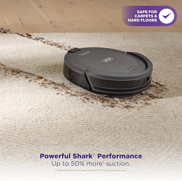 Shark Navigator Robot Vacuum and Self-Empty Base with Bagless 60-Day Capacity Self-Empty Base, SmartPath Navigation, Powerful Pet Hair Pickup, Anti-Hair Wrap, For Carpets & Hard Floors, Grey, RV2120AE - Image 2