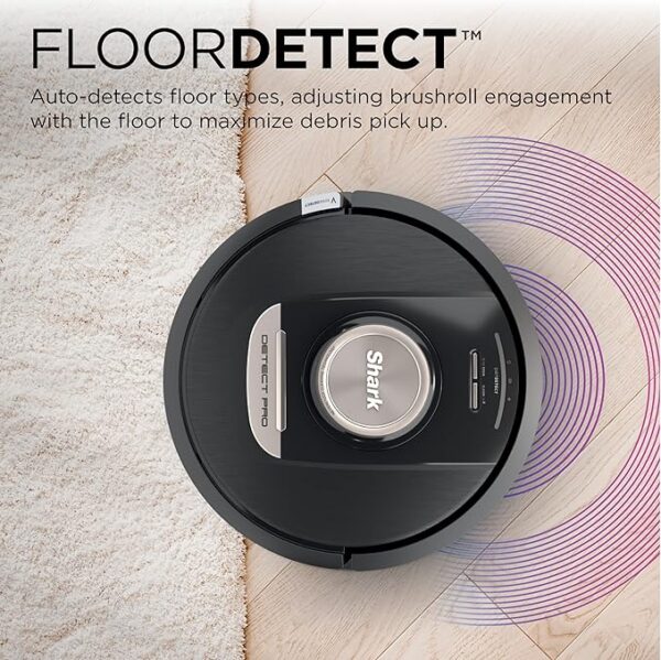 Shark RV2820AE Detect Pro Self-Empty Robot Vacuum with Bagless, 60-day Capacity HEPA Base, 3 Detect & React Technologies, Auto Deep-Clean on Carpets and Hardfloors, NeverStuck Tech, Wi-Fi Black/Bronze - Image 2